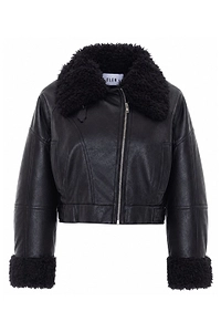 Eleh Cropped Faux Fur Trim Jacket