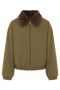 Eleh Faux Fur Collar Bomber Jacket