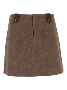 Eleh Herringbone Button-Detail Mini Skirt
