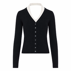 Ribbed Button-Front Cardigan