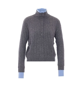 Ribbed High Neck Knitted Sweater