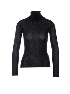 Ribbed Sequined Turtleneck Knitted Top