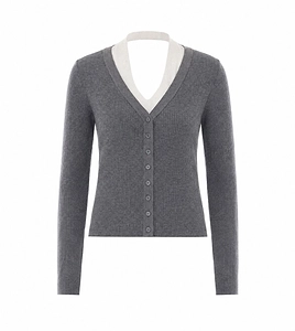 Ribbed V-Neck Cardigan