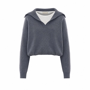 V-Neck Sailor-Collar Knitted Sweater