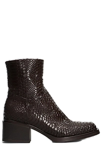 Elena Iachi Embossed Square Toe Ankle Boots