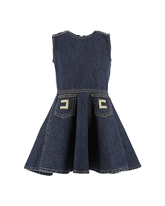 Elisabetta Franchi La Mia Bambina Sleeveless Denim Dress