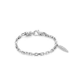 Feather Pendant Chain-Link Bracelet