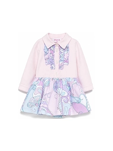 Emilio Pucci Junior Long Sleeved Marmo Printed Dress