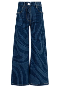 Emilio Pucci Junior Printed Wide Leg Jeans