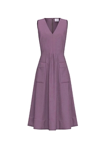 V-Neck Pleated Dress