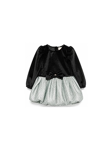 Elisabetta Franchi La Mia Bambina Bow-Detail Polka-Dot Velvet Dress