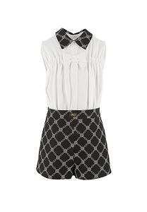 Elisabetta Franchi La Mia Bambina Bow Detailed Playsuit