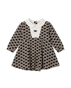 Elisabetta Franchi La Mia Bambina Logo Embroidered Long-Sleeved Dress