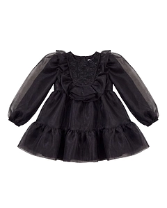 Elisabetta Franchi La Mia Bambina Long-Sleeved Tulle Dress