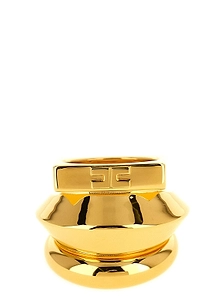 Elisabetta Franchi Three Band Logo Engraved Ring