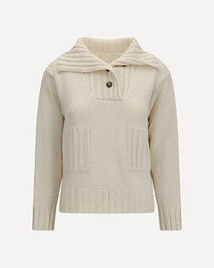 Ella Ribbed Button-Neck Knitted Sweater
