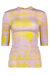 Ellery Abstract Print High Neck Top