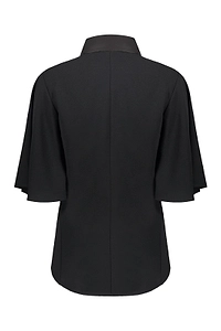 Ellery Draped Tie-Neck Cape-Sleeve Top