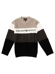 Emporio Armani Kids Striped Crewneck Long-Sleeved Jumper