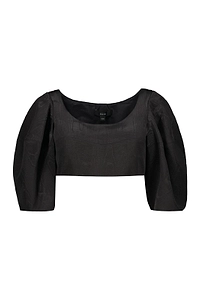 Ellery Puff-Sleeve Crop Top