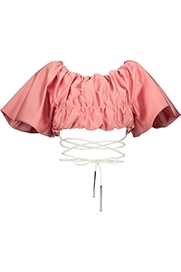 Ellery Puff-Sleeve Cut-Out Crop Top