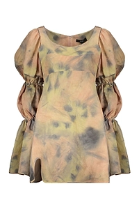 Ellery Puff-Sleeve Tie-Dye Mini Dress
