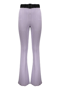 Ribbed Flared Knitted Trousers