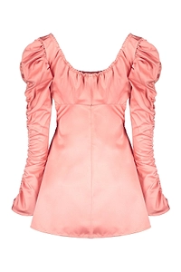 Ellery Ruched-Sleeve Mini Dress