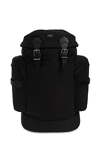 Emporio Armani Logo Appliqué Flap Backpack