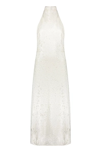 Sequinned Pleated Maxi Dress