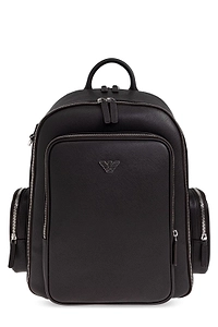 Emporio Armani Logo Plaque Zipped Backpack