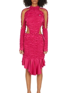 Ester Manas Peephole Ruched Mock Neck Dress