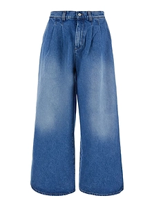 Pleated Wide-Leg Jeans