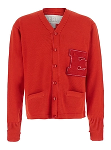 Erl Script Patch V-Neck Cardigan