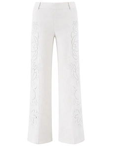 Ermanno Firenze Embroidered Straight-Leg Pants