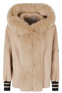 Ermanno Firenze Faux Fur Trim Hooded Jacket