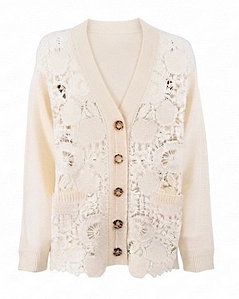 Ermanno Firenze Floral Lace Insert Cardigan