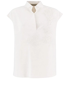 Ermanno Firenze Floral Lace Polo Top