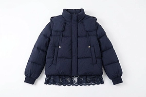 Ermanno Firenze Hooded Down Jacket With Lace Hem