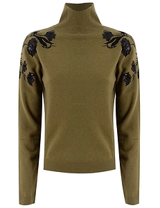 Ermanno Firenze Floral Sequined Turtleneck Jumper