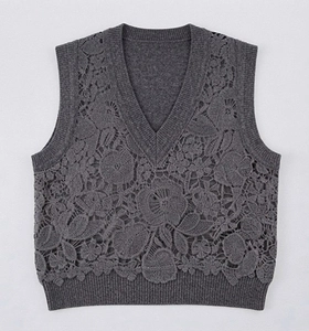 Floral Openwork Knit Waistcoat