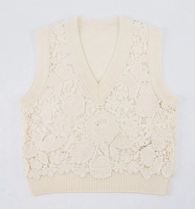 Ermanno Firenze Lace Front Knitted Top