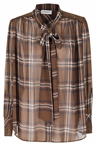 Ermanno Firenze Lace Trim Checked Blouse
