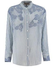 Ermanno Firenze Lace Insert Striped Shirt