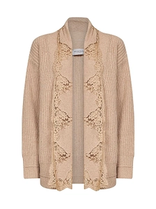 Ermanno Firenze Lace Trim Knit Cardigan