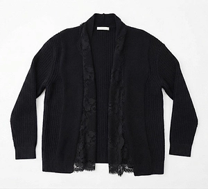 Ermanno Firenze Lace Trim Ribbed Cardigan