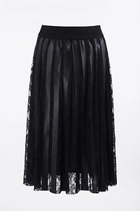 Ermanno Firenze Pleated Lace Midi Skirt