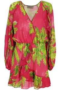 Ermanno Firenze Palm Motif V-Neck Dress