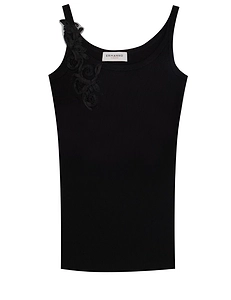Ermanno Firenze Ribbed Floral-Trim Tank Top