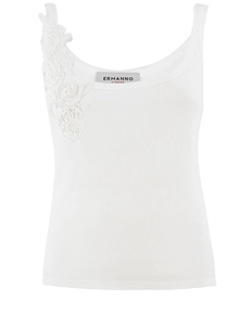 Ermanno Firenze Ribbed Floral-Appliqué Top